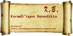 Kormányos Benedikta névjegykártya